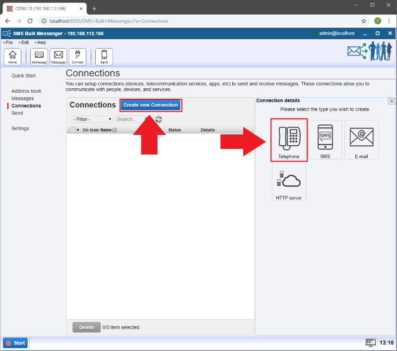 create new telephone connection