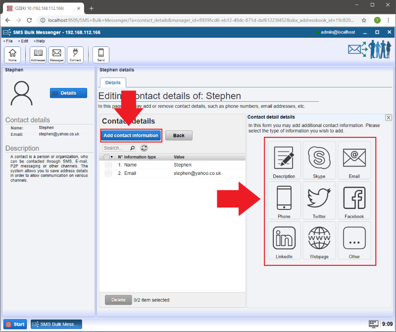 adding contact information