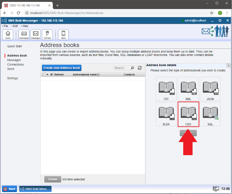 create a csv addressbook