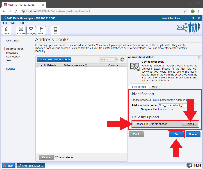 uploading your csv file