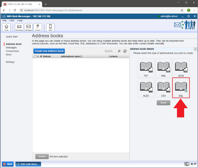 creating an sql address book