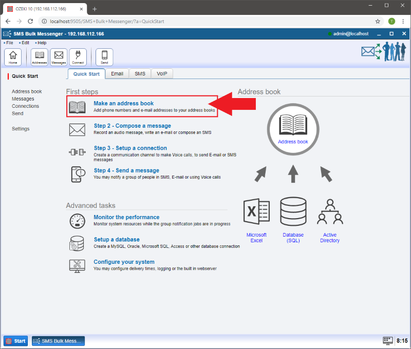 selecting make an address book