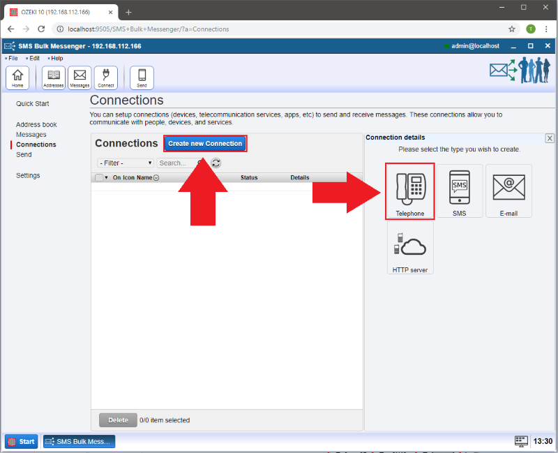 select telephone connection